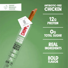 Chomps Savory Breakfast Chicken, Antibiotic Free, 24ct, Protein Snack Stick