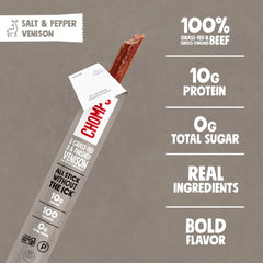 Chomps Salt & Pepper Venison, Grass-Fed & Finished, 24ct, Protein Snack