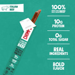 Chomps Italian Beef, Grass-Fed & Finished, 24ct, Protein Snack Stick