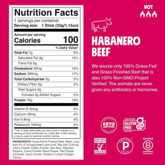 Chomps Habanero Beef, Grass-Fed & Finished, 24ct, Protein Snack Stick