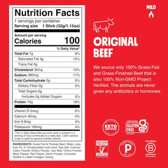 Chomps Original Beef, Grass-Fed & Finished, Single Protein Snack Stick