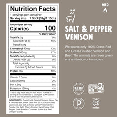Chomps Salt & Pepper Venison, Grass-Fed & Finished, 24ct, Protein Snack