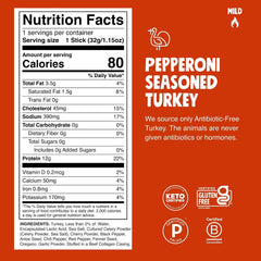 Chomps Pepperoni Turkey, Antibiotic Free, Single Protein Snack Stick
