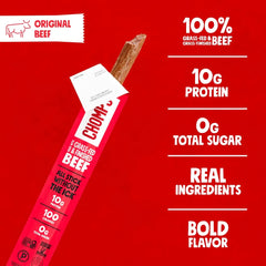 Chomps Original Beef, Grass-Fed & Finished, Single Protein Snack Stick