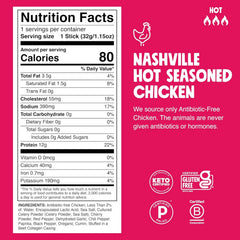 Chomps Nashville Hot Chicken, Antibiotic Free, 10ct, Protein Snack Stick