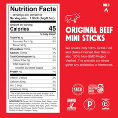Chomps BTS Mini Grass-Fed and Finished Original Beef Jerky Snack Sticks 14-Pack - Keto, Paleo, Whole30, 4g Lean Meat Protein, Gluten-Free, Zero Sugar Food, Non-GMO Chomplings