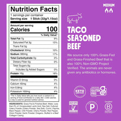 Chomps Taco Beef, Grass-Fed & Finished, 10ct, Protein Snack Stick
